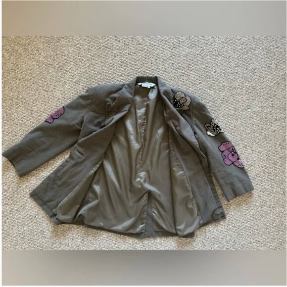 Anthropologie Dhruv Kapoor Floral Embellished Blazer Jacket size S - Picture 9 of 11